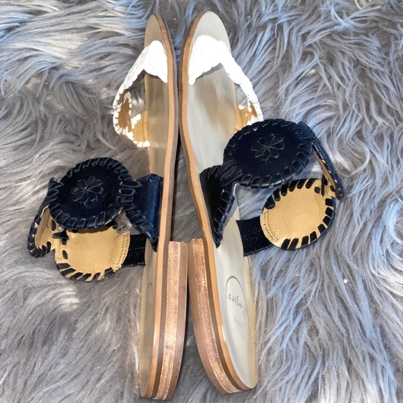 EUC Jack Rogers Lauren Black & White Color Block Sandal Size 9.5 - Picture 5 of 8